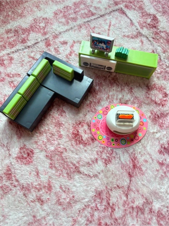 Playmobil Other - Playmobil Living Room Set with Bright Green and Pink Accents